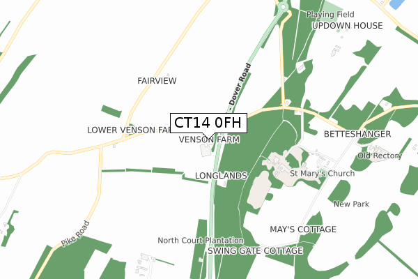 CT14 0FH map - small scale - OS Open Zoomstack (Ordnance Survey) CT14 0FH map - small scale - OS Open Zoomstack (Ordnance Survey)