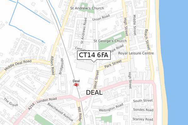 CT14 6FA map - large scale - OS Open Zoomstack (Ordnance Survey)