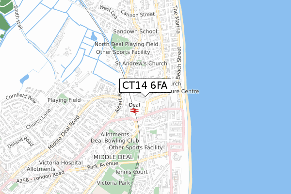 CT14 6FA map - small scale - OS Open Zoomstack (Ordnance Survey)