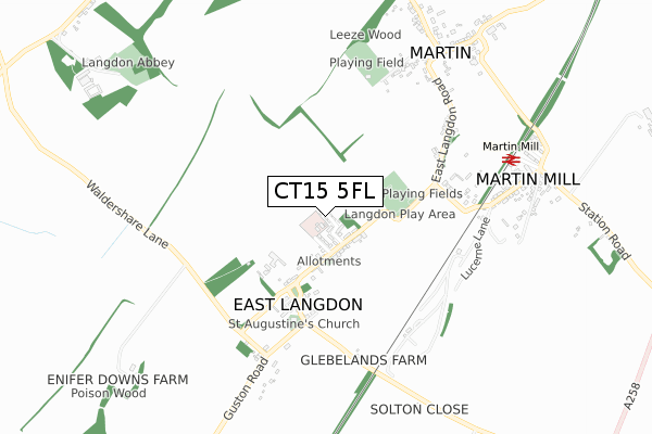 CT15 5FL map - small scale - OS Open Zoomstack (Ordnance Survey)