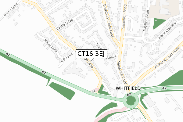 CT16 3EJ map - large scale - OS Open Zoomstack (Ordnance Survey)