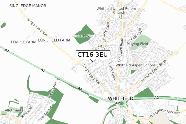 CT16 3EU map - small scale - OS Open Zoomstack (Ordnance Survey)