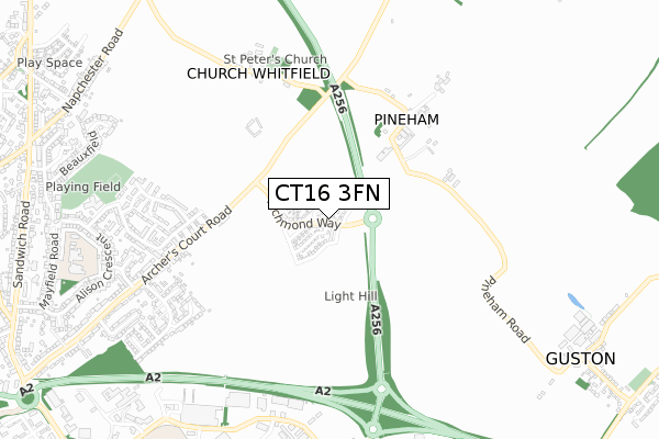 CT16 3FN map - small scale - OS Open Zoomstack (Ordnance Survey)