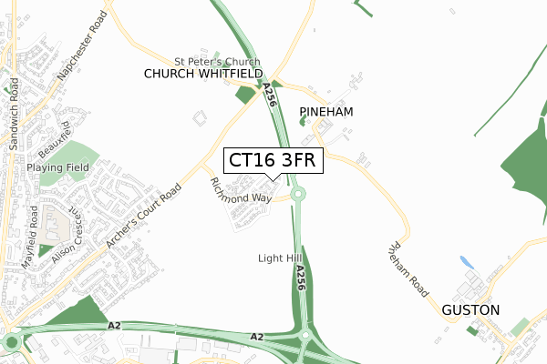 CT16 3FR map - small scale - OS Open Zoomstack (Ordnance Survey) CT16 3FR map - small scale - OS Open Zoomstack (Ordnance Survey)