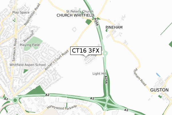 CT16 3FX map - small scale - OS Open Zoomstack (Ordnance Survey) CT16 3FX map - small scale - OS Open Zoomstack (Ordnance Survey)