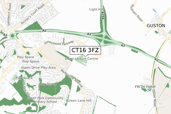 CT16 3FZ map - small scale - OS Open Zoomstack (Ordnance Survey)
