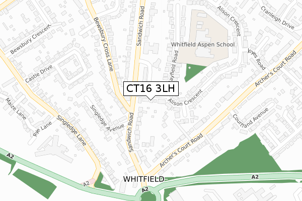 CT16 3LH map - large scale - OS Open Zoomstack (Ordnance Survey)