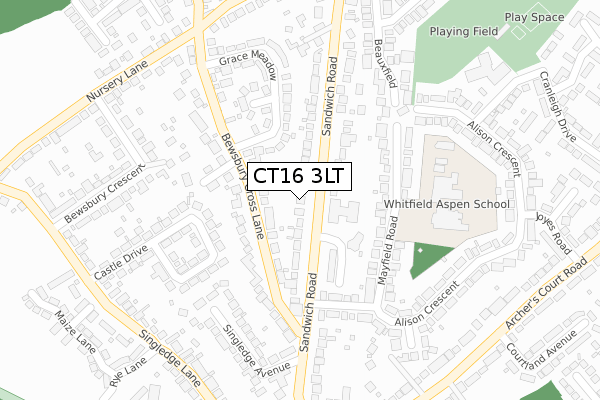 CT16 3LT map - large scale - OS Open Zoomstack (Ordnance Survey)