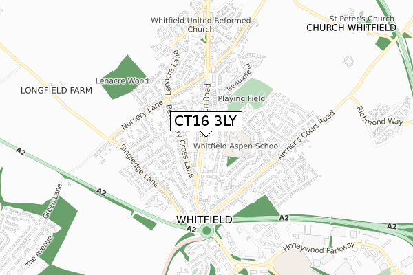 CT16 3LY map - small scale - OS Open Zoomstack (Ordnance Survey)