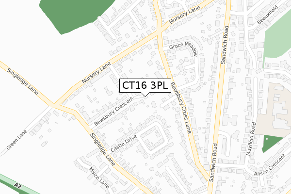 CT16 3PL map - large scale - OS Open Zoomstack (Ordnance Survey)