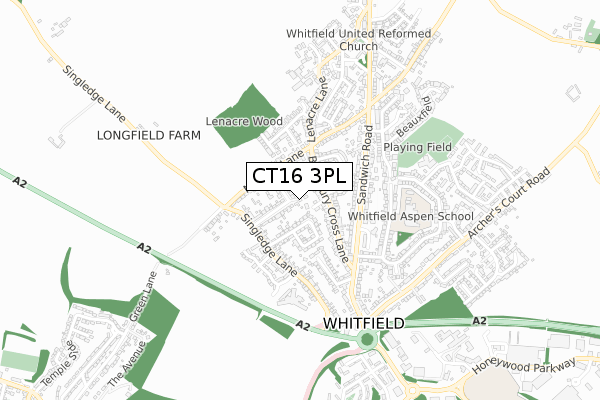 CT16 3PL map - small scale - OS Open Zoomstack (Ordnance Survey)