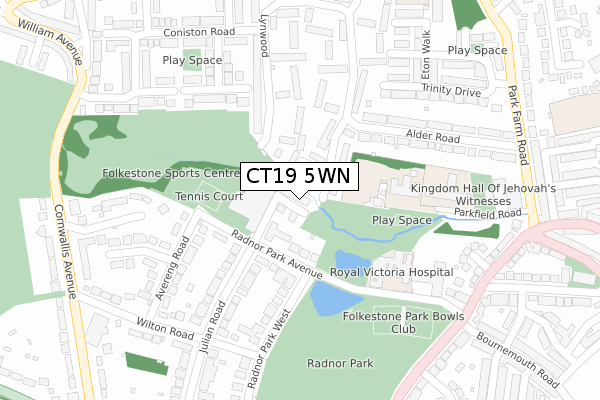 CT19 5WN map - large scale - OS Open Zoomstack (Ordnance Survey)