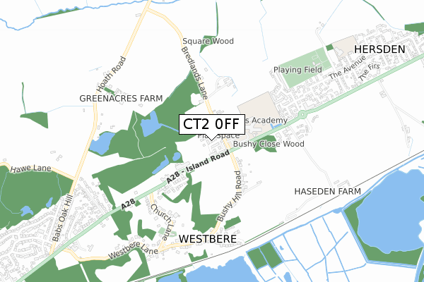 CT2 0FF map - small scale - OS Open Zoomstack (Ordnance Survey)