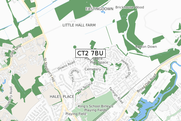 CT2 7BU map - small scale - OS Open Zoomstack (Ordnance Survey)