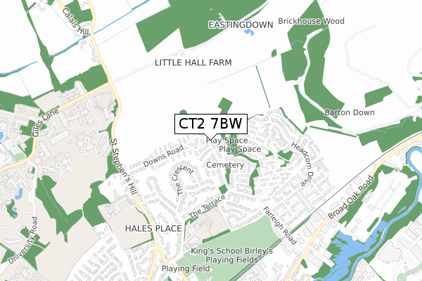 CT2 7BW map - small scale - OS Open Zoomstack (Ordnance Survey)