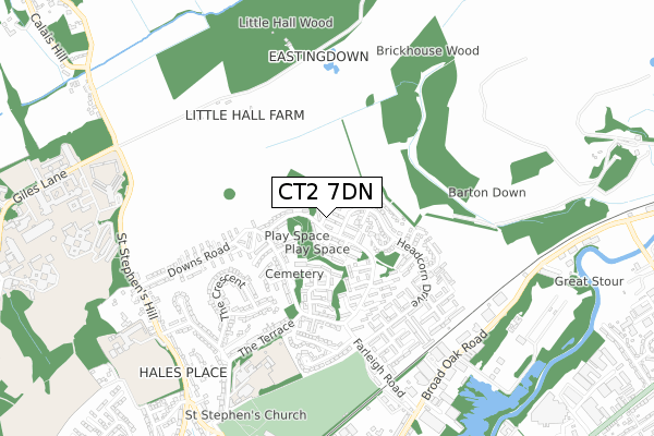 CT2 7DN map - small scale - OS Open Zoomstack (Ordnance Survey)