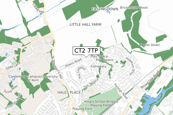 CT2 7TP map - small scale - OS Open Zoomstack (Ordnance Survey)