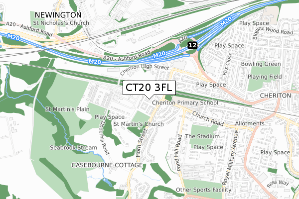 CT20 3FL map - small scale - OS Open Zoomstack (Ordnance Survey) CT20 3FL map - small scale - OS Open Zoomstack (Ordnance Survey)