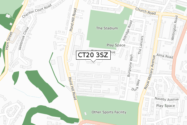 CT20 3SZ map - large scale - OS Open Zoomstack (Ordnance Survey)