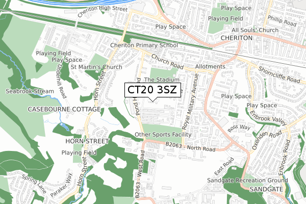 CT20 3SZ map - small scale - OS Open Zoomstack (Ordnance Survey) CT20 3SZ map - small scale - OS Open Zoomstack (Ordnance Survey)