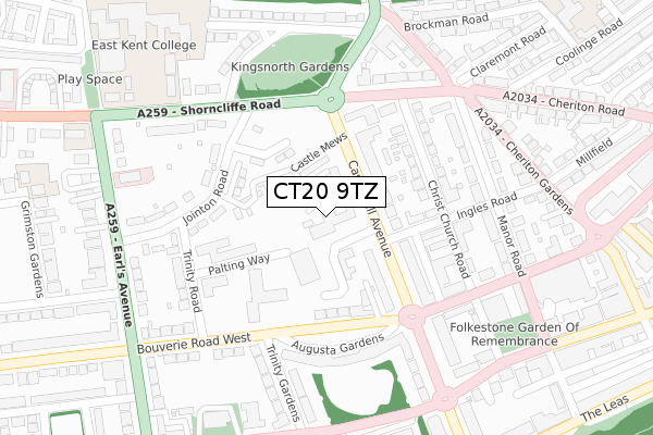 CT20 9TZ map - large scale - OS Open Zoomstack (Ordnance Survey) CT20 9TZ map - large scale - OS Open Zoomstack (Ordnance Survey)