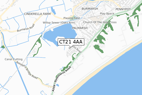 CT21 4AA map - small scale - OS Open Zoomstack (Ordnance Survey) CT21 4AA map - small scale - OS Open Zoomstack (Ordnance Survey)
