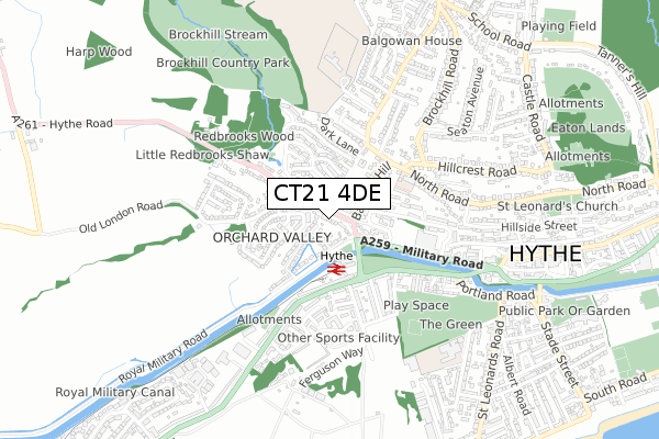 CT21 4DE map - small scale - OS Open Zoomstack (Ordnance Survey)