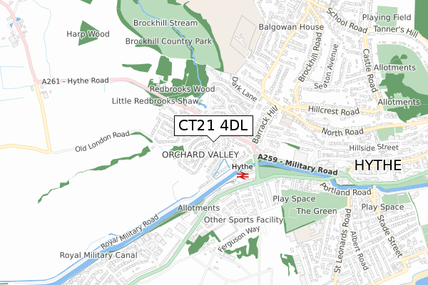 CT21 4DL map - small scale - OS Open Zoomstack (Ordnance Survey)
