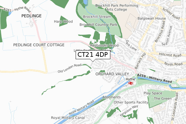 CT21 4DP map - small scale - OS Open Zoomstack (Ordnance Survey)