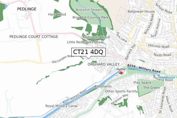CT21 4DQ map - small scale - OS Open Zoomstack (Ordnance Survey)