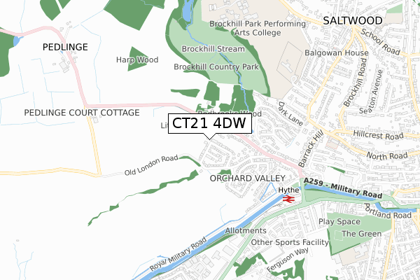 CT21 4DW map - small scale - OS Open Zoomstack (Ordnance Survey)