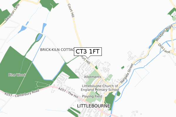 CT3 1FT map - small scale - OS Open Zoomstack (Ordnance Survey)