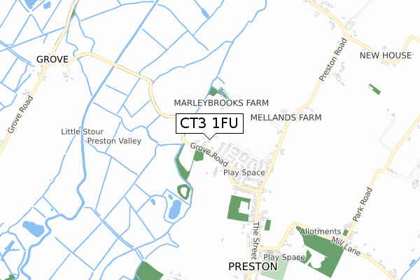 CT3 1FU map - small scale - OS Open Zoomstack (Ordnance Survey)