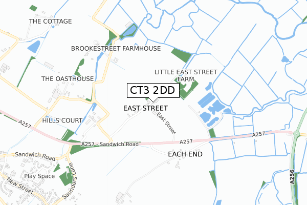 CT3 2DD map - small scale - OS Open Zoomstack (Ordnance Survey)