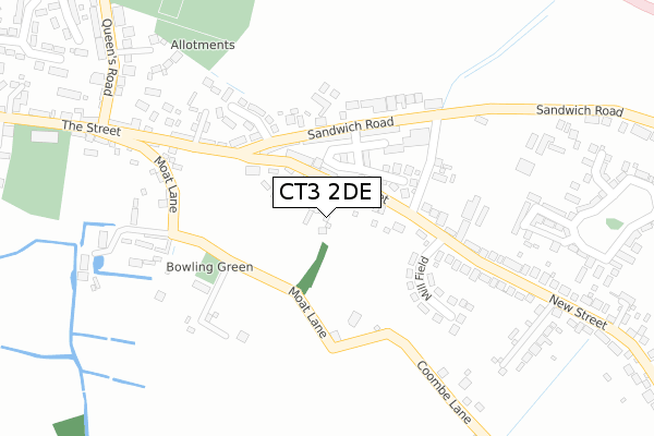 CT3 2DE map - large scale - OS Open Zoomstack (Ordnance Survey)