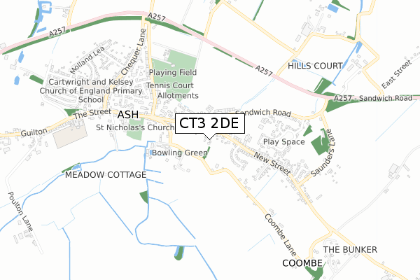 CT3 2DE map - small scale - OS Open Zoomstack (Ordnance Survey)