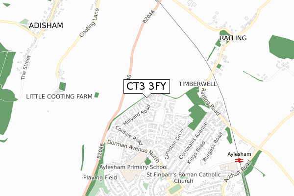 CT3 3FY map - small scale - OS Open Zoomstack (Ordnance Survey)