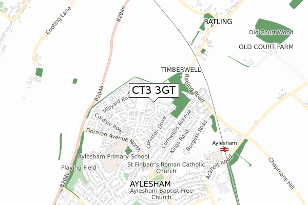 CT3 3GT map - small scale - OS Open Zoomstack (Ordnance Survey) CT3 3GT map - small scale - OS Open Zoomstack (Ordnance Survey)