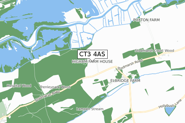 CT3 4AS map - small scale - OS Open Zoomstack (Ordnance Survey)