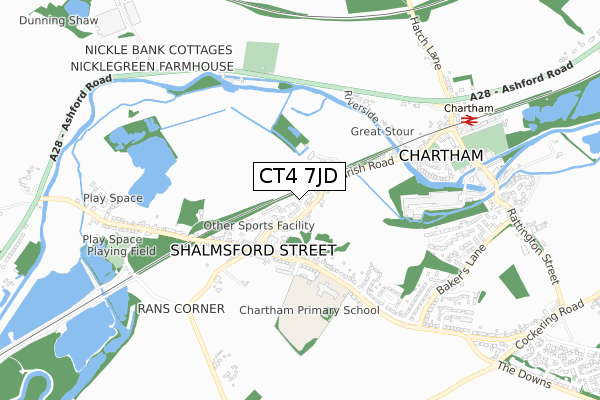 CT4 7JD map - small scale - OS Open Zoomstack (Ordnance Survey)