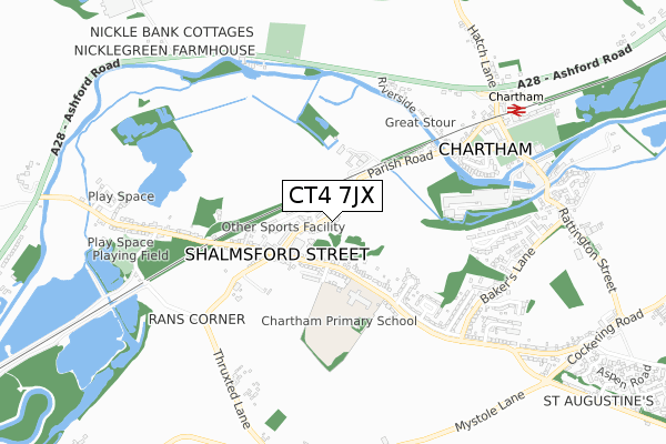 CT4 7JX map - small scale - OS Open Zoomstack (Ordnance Survey)