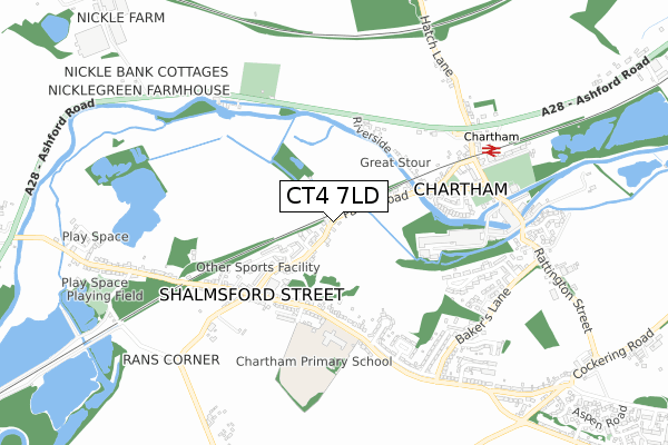 CT4 7LD map - small scale - OS Open Zoomstack (Ordnance Survey)