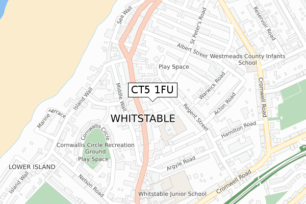CT5 1FU map - large scale - OS Open Zoomstack (Ordnance Survey)