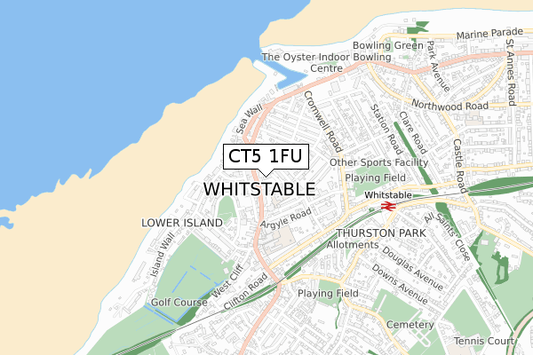 CT5 1FU map - small scale - OS Open Zoomstack (Ordnance Survey)