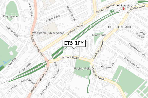 CT5 1FY map - large scale - OS Open Zoomstack (Ordnance Survey)