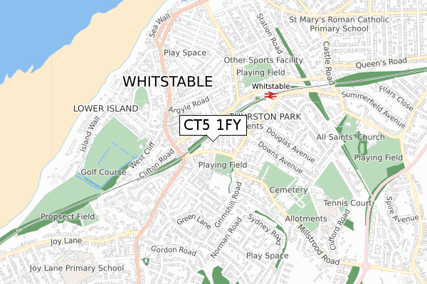 CT5 1FY map - small scale - OS Open Zoomstack (Ordnance Survey)