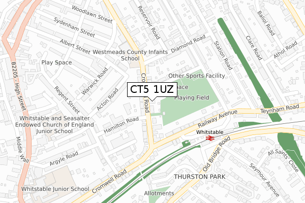 CT5 1UZ map - large scale - OS Open Zoomstack (Ordnance Survey) CT5 1UZ map - large scale - OS Open Zoomstack (Ordnance Survey)