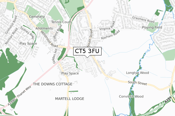 CT5 3FU map - small scale - OS Open Zoomstack (Ordnance Survey)