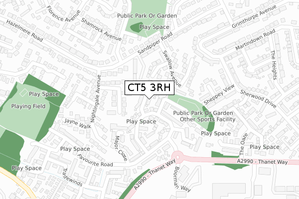 CT5 3RH map - large scale - OS Open Zoomstack (Ordnance Survey)