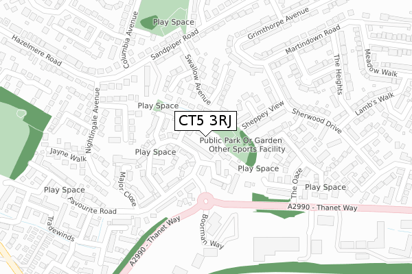 CT5 3RJ map - large scale - OS Open Zoomstack (Ordnance Survey)